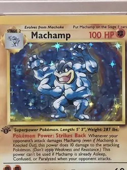 1999 POKEMON BASE SET #8 MACHAMP 1ST EDITION HOLO PSA 9 - Image 2