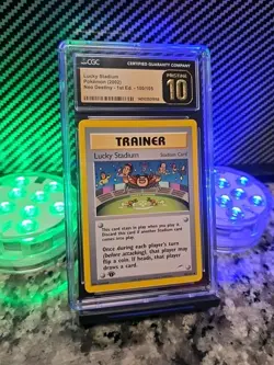 POP 3 1st Edition Lucky Stadium #100 Neo Destiny Pokemon 2002 CGC 10 Pristine 🔥 - Image 3