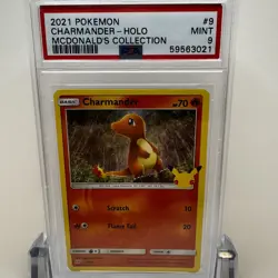 2021 POKEMON MCDONALD'S COLLECTION #9/25 CHARMANDER HOLO - PSA 9 MINT - Image 1
