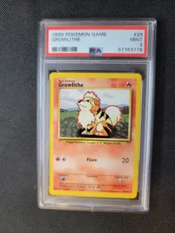 1999 Pokemon Game 28 Growlithe PSA 9 WoTC - Image 1