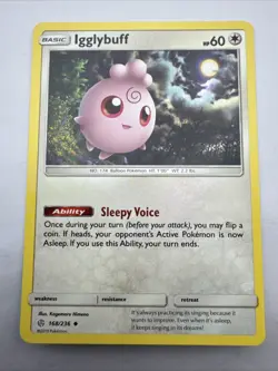 Pokemon TCG Igglybuff Cosmic Eclipse Uncommon Card 168/236 - Image 1