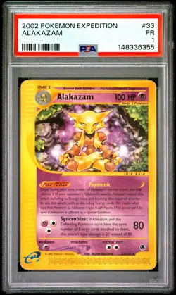 2002 POKEMON EXPEDITION #33 ALAKAZAM PSA 1 - Image 1