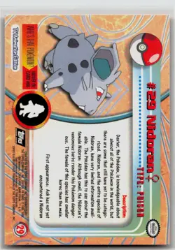 Nidoran #29 Topps Series 1 Black Logo Pokemon NM - B - Image 2