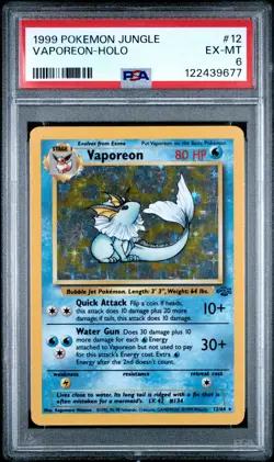 1999 POKEMON JUNGLE #12 VAPOREON-HOLO PSA 6 - Image 1