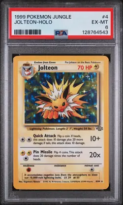 1999 POKEMON JUNGLE #4 JOLTEON-HOLO PSA 6 - Image 1