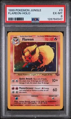 1999 POKEMON JUNGLE #3 FLAREON-HOLO PSA 6 - Image 1