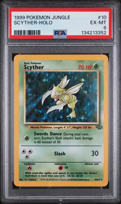 1999 POKEMON JUNGLE #10 SCYTHER-HOLO PSA 6 - Image 1