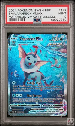 Vaporeon Vmax 182 Premium Collection Swsh Black Star Promo Pokemon PSA 9 - Image 1
