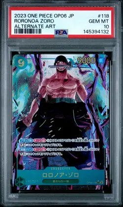 2023 ONE PIECE JAPANESE OP06-WINGS OF THE CAPTAIN #118 RORONOA ZORO PSA 10 - Image 1