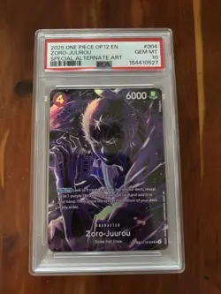 2025 ONE PIECE ST18-004 ZORO JUUROU OP12 LEGACY OF THE MASTER SP PSA 10 GEM MINT - Image 1