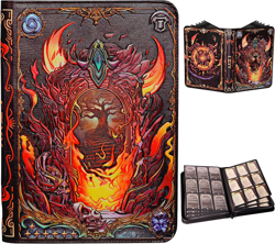 Trading Card Binder - 3D Embossed PU Leather Album with Zipper, 9-Pocket & Side- - Image 1