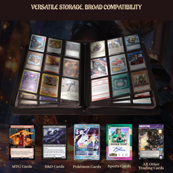 Trading Card Binder - 3D Embossed PU Leather Album with Zipper, 9-Pocket & Side- - Image 5