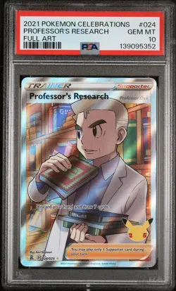 Pokemon Professors Research (Full Art) Holo Celebrations 024/025 card PSA 10 - Image 1