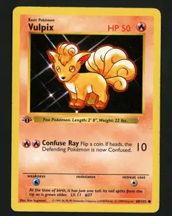 Vulpix HP 68/102 - 1st Edition Base Set Shadowless - Pokemon 1999 (A) - Image 1
