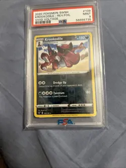 2020 POKEMON SWORD & SHIELD VIVID VOLTAGE #109 KROOKODILE-REVERSE FOIL PSA 9 - Image 1