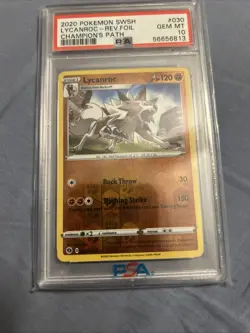 2020 Pokemon SWSH Lycanroc - Rev Foil - Champion's Path (030/073) (psa 10) - Image 1