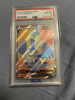 2020 Pokemon: CRAMORANT V 198/202 Sword & Shield Base Set]-psa 10 - Image 1