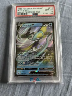 2020 POKEMON SWSH BLACK STAR PROMO GALAR PARTNERS TINS #016 INTELEON V PSA 10 - Image 1