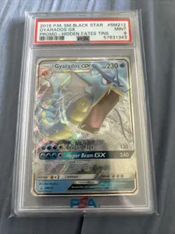 2019 POKEMON SM BLACK STAR PROMO HIDDEN FATES TINS #SM212 GYARADOS GX PSA 9 - Image 1