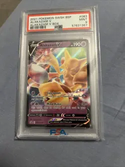2021 Pokemon SWSH Black Star Promo Alakazam V Box Holo Rare #SWSH083 PSA 9 MINT - Image 1