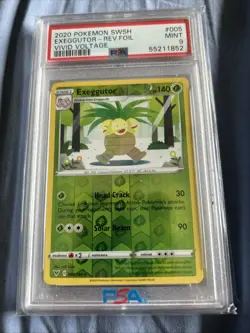 2020 POKEMON SWSH VIVID VOLTAGE #005 EXEGGUTOR-REV.FOIL VIVID VOLTAGE PSA9 - Image 1