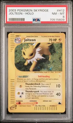 2003 POKEMON SKYRIDGE #H12 JOLTEON-HOLO PSA 8 - Image 1