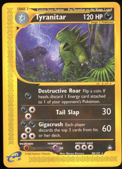 Pokemon 2002 Aquapolis - Tyranitar - Non-Holo Rare - NM - 40/147 - Image 1