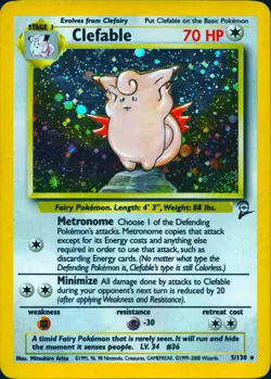 CLEFABLE 5/130 HOLO RARE BASE SET 2 POKEMON HOLO MP - Image 1