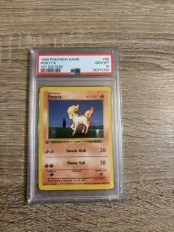 1999 POKEMON GAME BASE SET 1ST EDITION #60 PONYTA PSA 10 GEM MT SHADOWLESS - Image 1