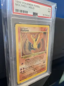 Pokemon TCG Moltres Holo Fossil Unlimited #12 PSA 7 Rare Vintage - Image 2