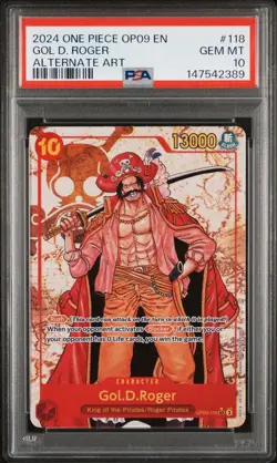 ONE PIECE GOL D. ROGER 2024 OP09-EMPERORS IN THE NEW WORLD #118 ALT ART PSA 10 - Image 1