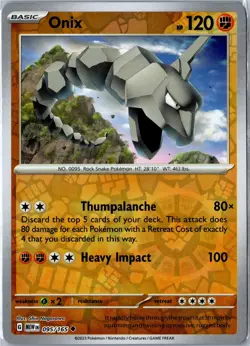 Pokemon Card - Onix 151 095/165 Uncommon Reverse Holo Near Mint - Image 1