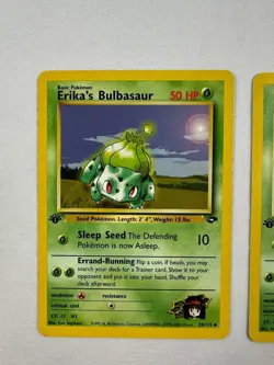 Set of 2 Pokemon TCG Erika's Bulbasaur Gym Challenge Card 1st Edition 39/132 - Image 2
