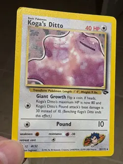 Koga's Ditto 10/132 Gym Challenge Unlimited Holo Pokemon LP- MP Card Holo Bleed - Image 1