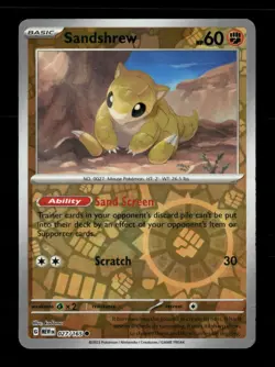 Sandshrew Reverse Holo Common SV: Scarlet & Violet 151 027/165 NM Pokemon NM - Image 1