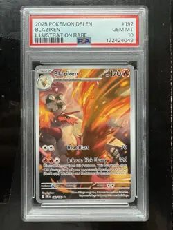 Pokemon Destined Rivals Blaziken Illustration Rare 192/182 PSA 10 - Image 1