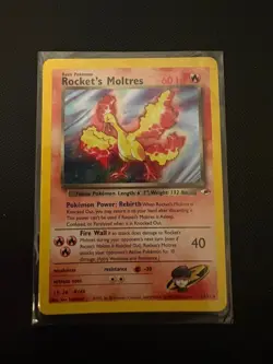 Pokemon Rocket's Moltres Holo Card 12/132 Gym Heroes Card - Image 1
