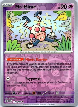 Mr. Mime 122/165 Rare 151 Pokemon Reverse Holo Near Mint - Image 1