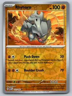 Rhyhorn 111/165 Common 151 Pokemon Reverse Holo Near Mint - Image 1