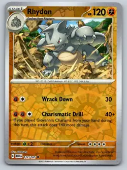 Rhydon 112/165 Uncommon 151 Pokemon Reverse Holo Near Mint - Image 1