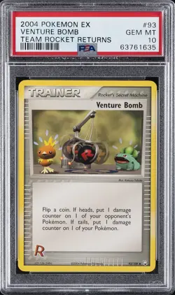 2004 POKEMON EX TEAM ROCKET RETURNS #93 VENTURE BOMB PSA 10 - Image 1