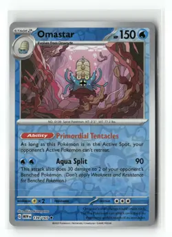 Omastar 139/165 Rare 151 Pokemon Reverse Holo Near Mint - Image 1