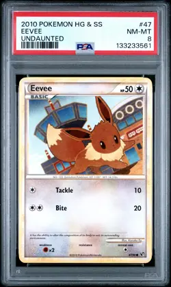 2010 Pokemon Heartgold & Soulsilver Undaunted #47 Eevee Undaunted PSA 8 - Image 1
