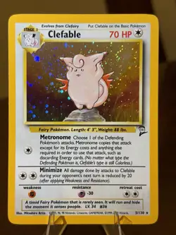 CLEFABLE 5/130 HOLO RARE BASE SET 2 POKEMON LP - Image 1