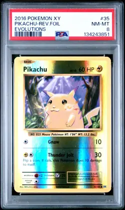 2016 Pokemon Xy Evolutions #35 Pikachu-Rev.Foil Evolutions PSA 8 - Image 1