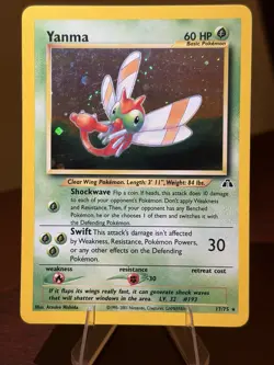 Yanma ⭐ 🌀 Swirl 🌀 17/75 Holo Rare Neo Discovery 2001 Pokemon LP - Image 1