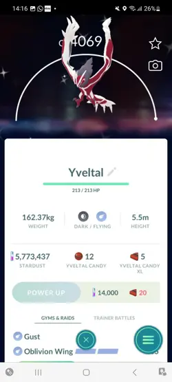 Pokemon Go Legendary Shiny Yveltal (High Cp ) - Image 1