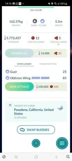 Pokemon Go Legendary Shiny Yveltal (High Cp ) - Image 2