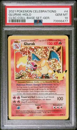 2021 POKEMON CELEBRATIONS GLURAK CHARIZARD GERMAN PSA 10 - Image 1