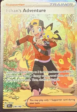 Pokemon Ethan's Adventure Trainer Special Illustration Rare Holo 236/182 Sv10 - Image 1